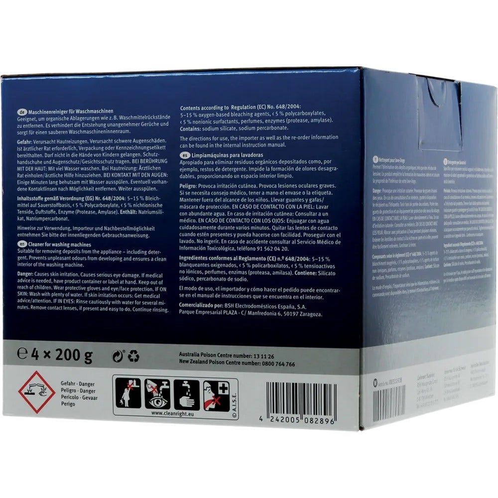 Siemens rengøringsmiddel til vaskemaskine 00311928 (4 x 200 g)