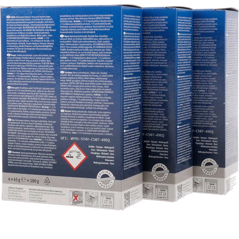 Bosch maskinrens til opvaskemaskine 00312257 (12 x 45 g)