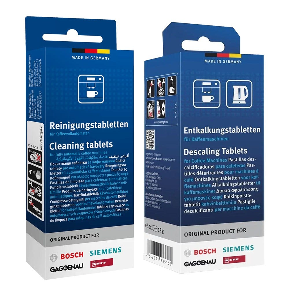Bosch vedligeholdelsessæt til kaffemaskine med afkalkningstabletter + rengøringstabletter