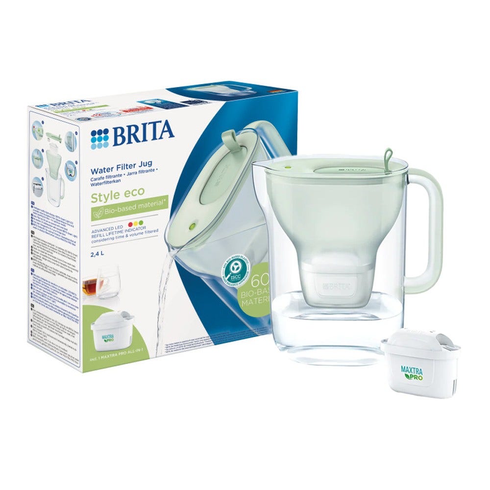 BRITA Style Eco Glaskande med vandfilter 2.4L, Puddergrøn + MAXTRA PRO vandfilter 1055741