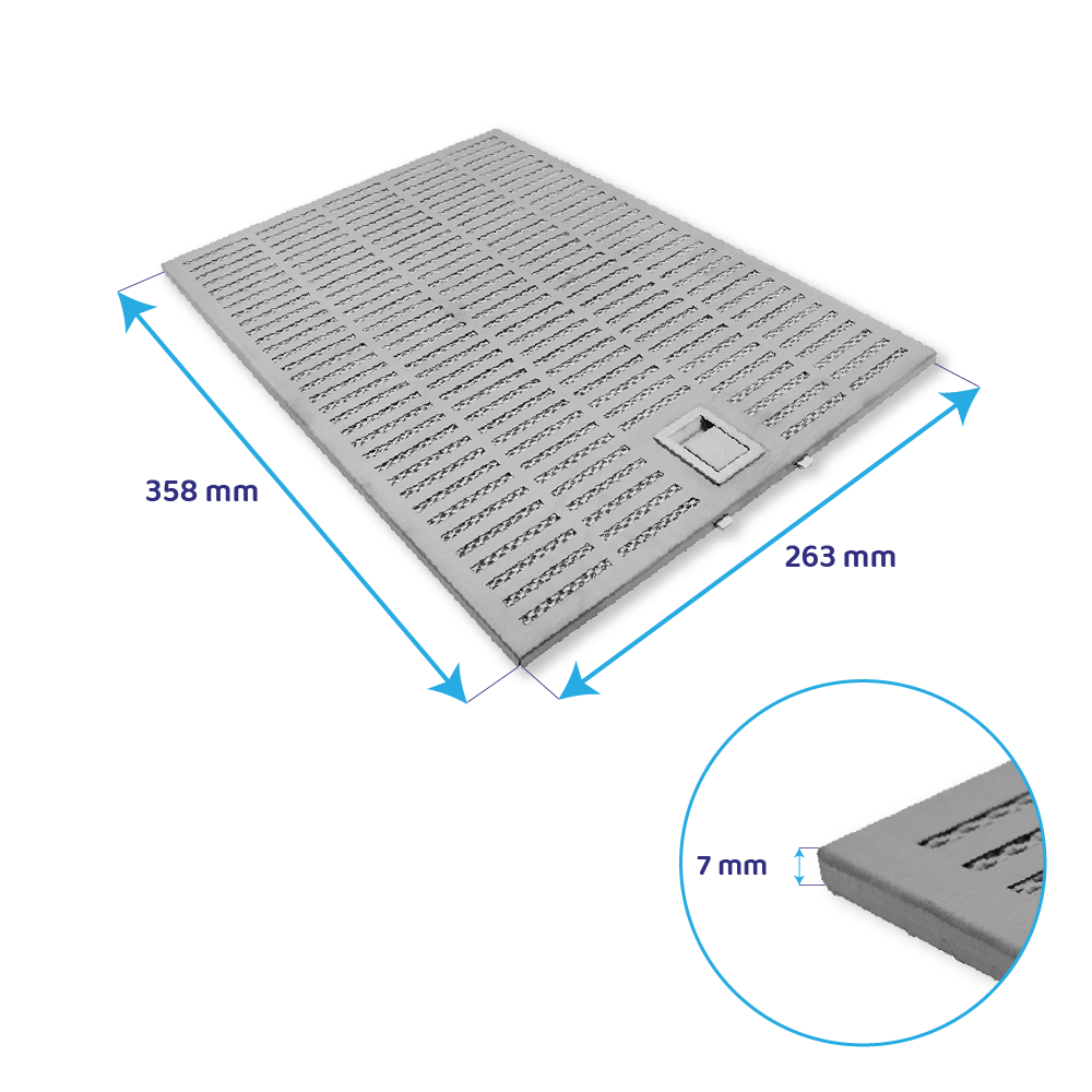 Viva metalfilter 358 x 263 x 7 mm 11020698 / 00703531