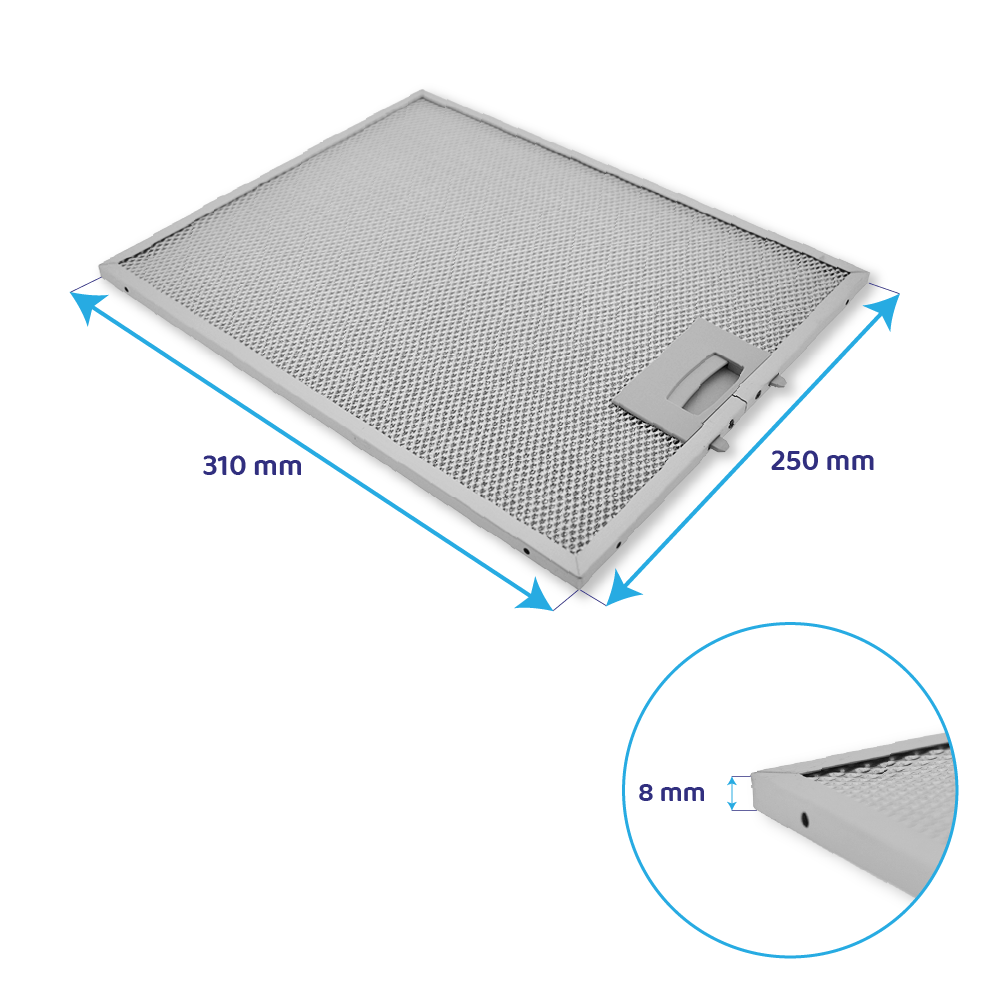 Vorwerk metalfilter 310 x 250 x 8 mm 353110 / 00353110