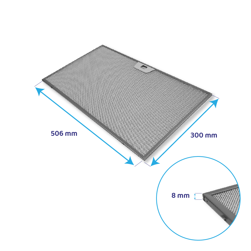 Metalfilter 506 x 300 mm egnet til IKEA LUFTIG / RYTMISK 60cm