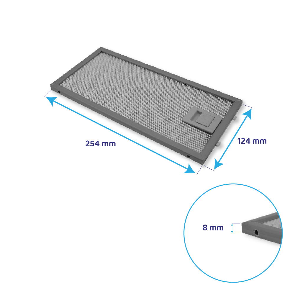 Zanussi metalfilter 124 x 254 x 8 mm 4055348199