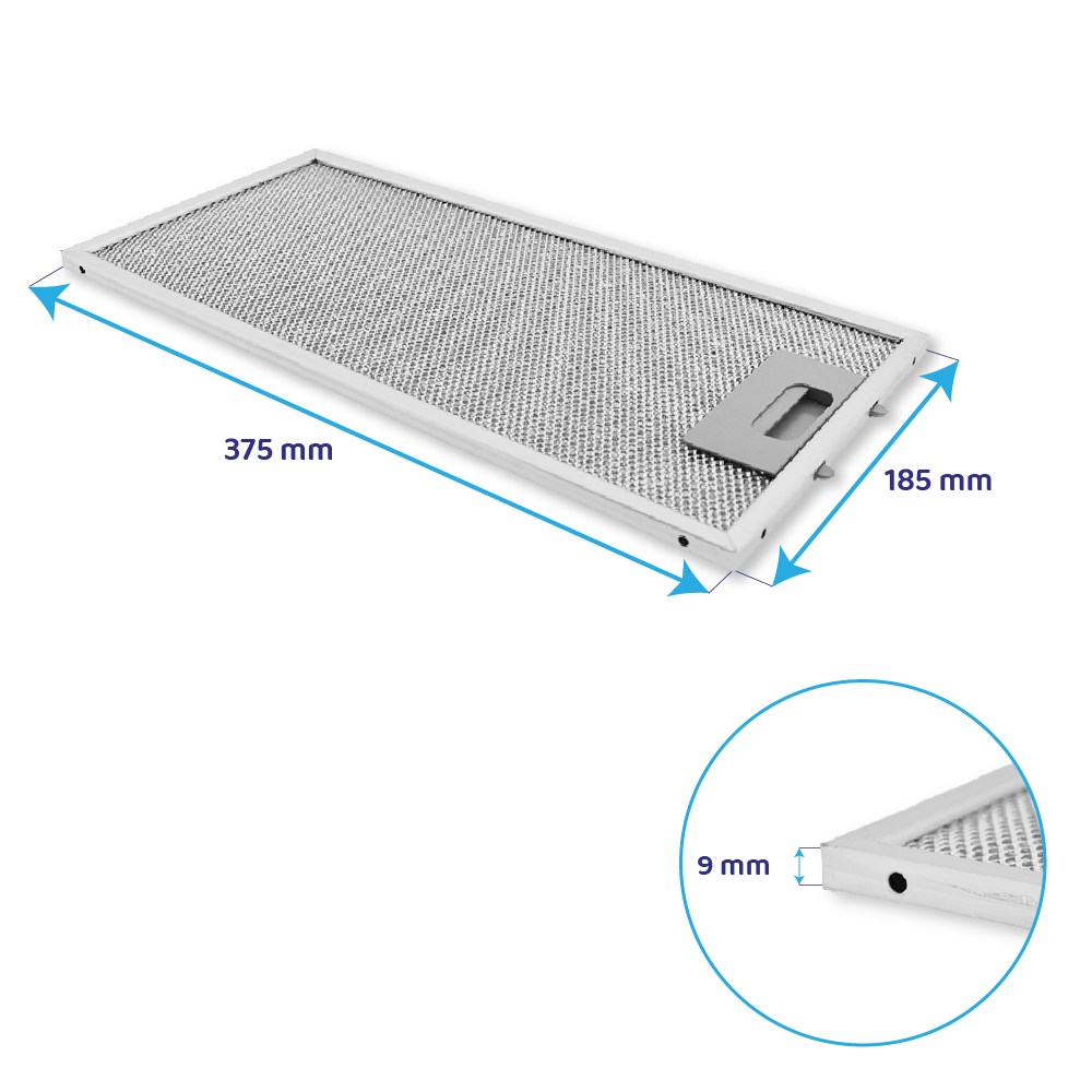 Zanussi metalfilter 377 x 183 mm 4055356119 (2 stk.)