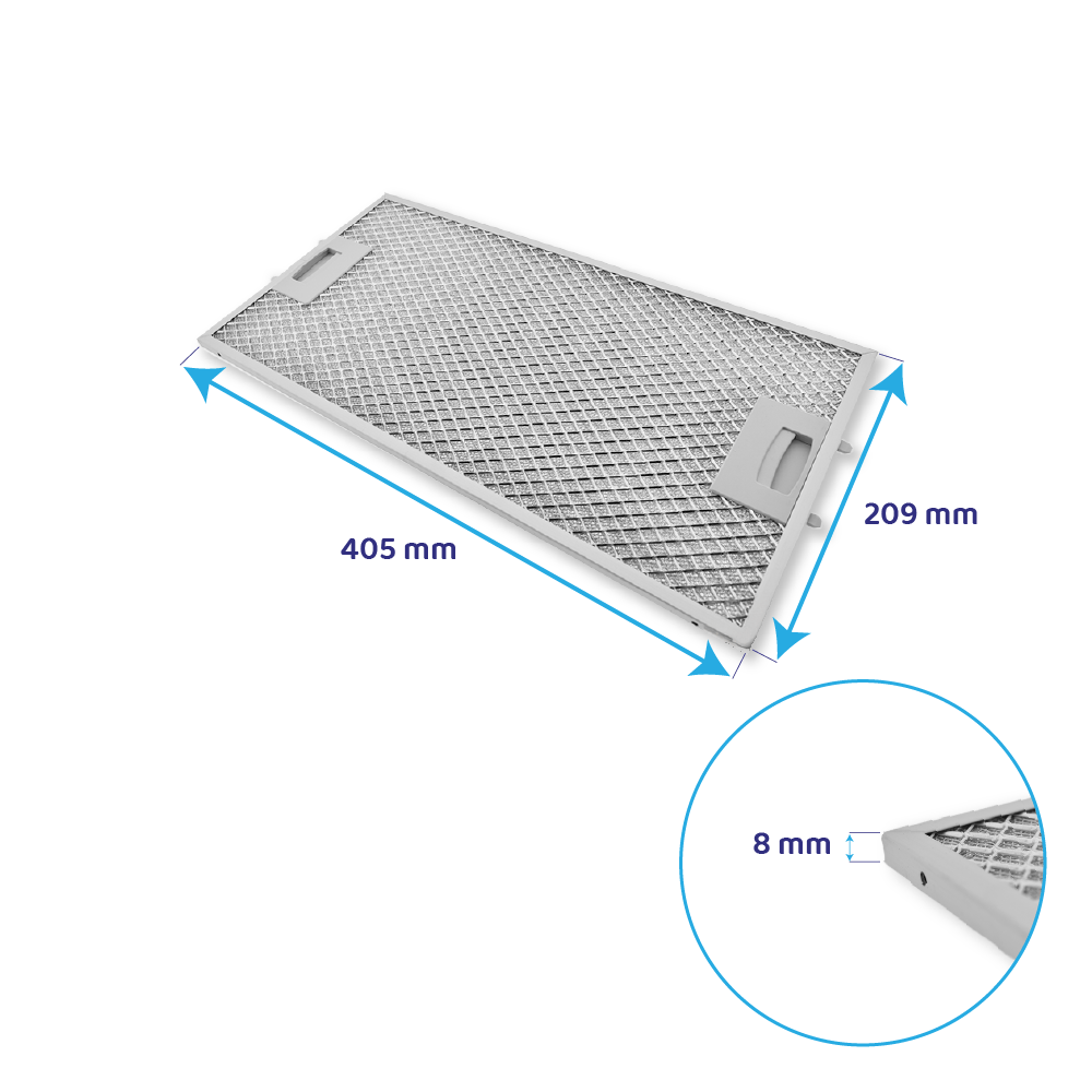 Gaggenau metalfilter 405 x 209 mm 434107 / 00434107 (bagside)