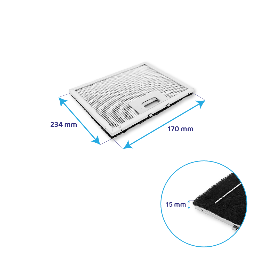 Electrolux metalfilter med kulfilter 234 x 170 mm 80873433
