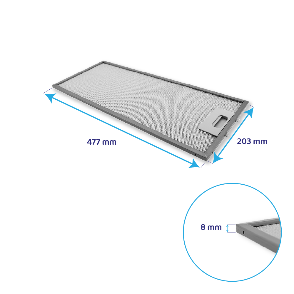 Electrolux metalfilter 477 x 203 x 8 mm 80877574