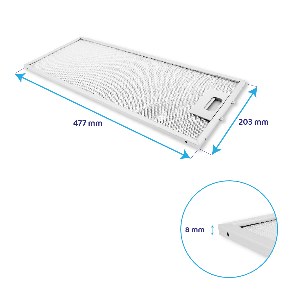 Faure metalfilter 477 x 203 x 8 mm 80877574