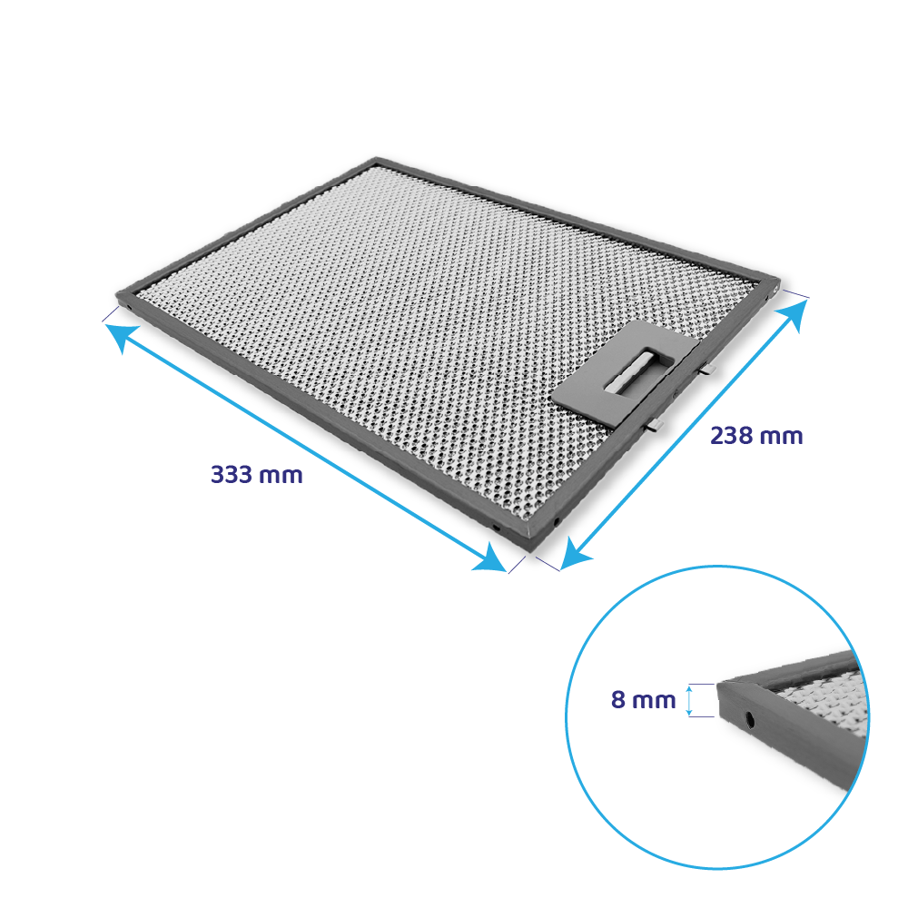 DeDietrich metalfilter 333 x 238 x 8 mm 87X6378