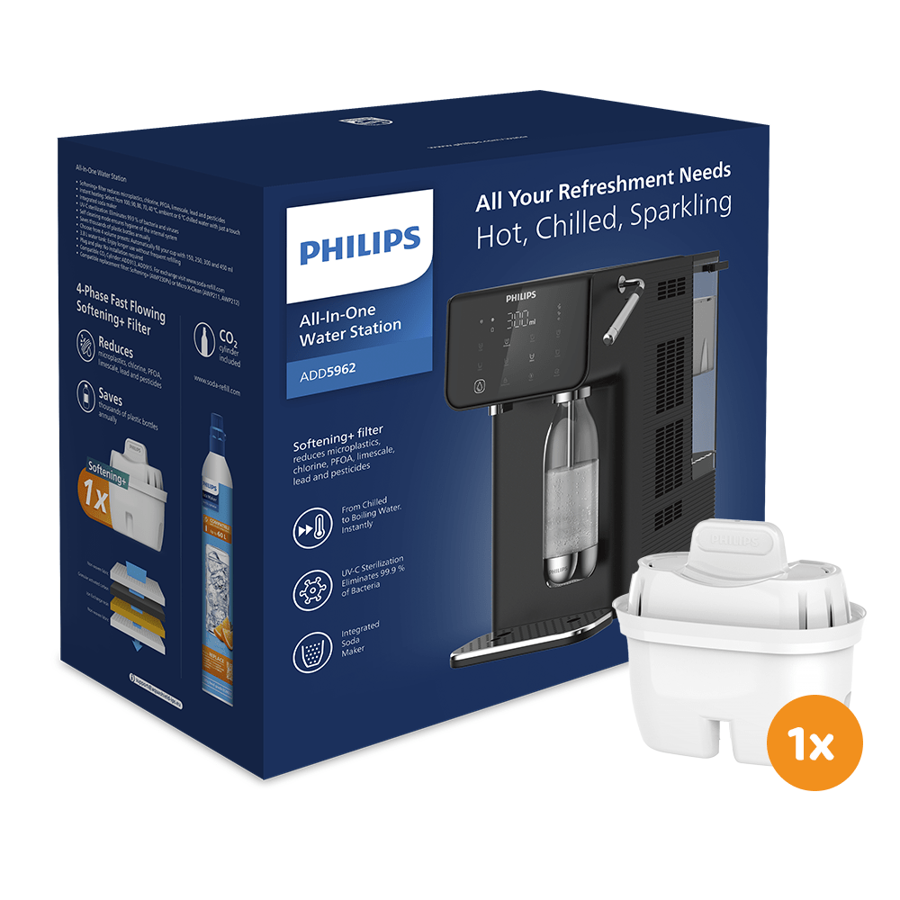 Philips alt-i-én vandstation varmt + koldt + med brus ADD5962BK (filtrerer PFAS) kompatibel med BRITA