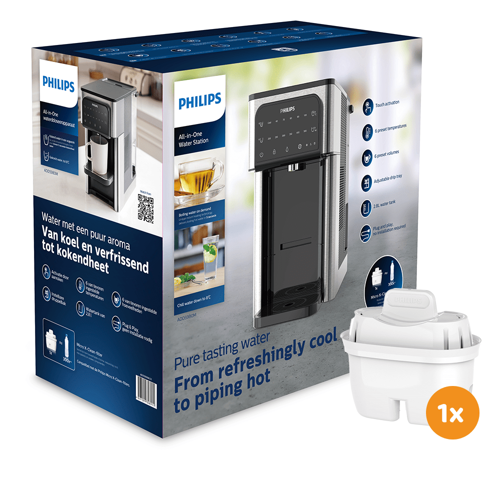 Philips alt-i-én vandstation varmt + koldt ADD5980M (filtrerer PFAS) kompatibel med BRITA