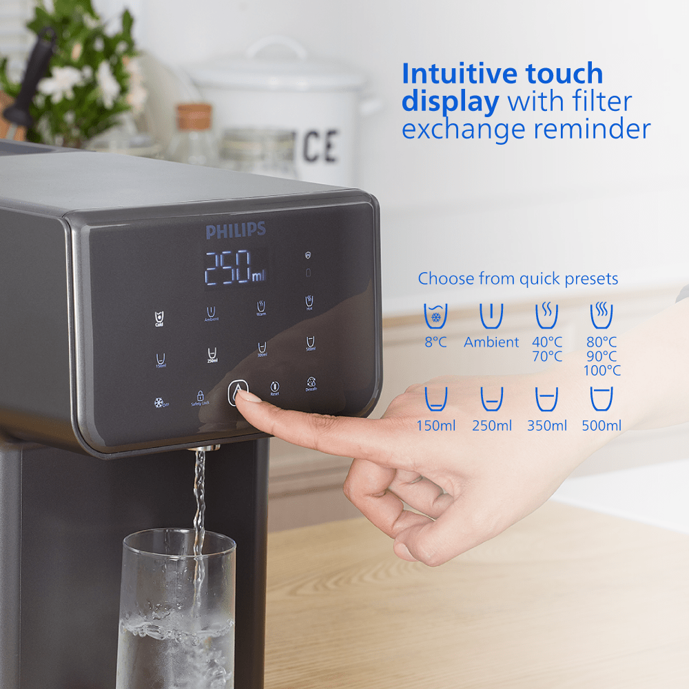 Philips alt-i-én vandstation varmt + koldt ADD5981GR (filtrerer PFAS) kompatibel med BRITA