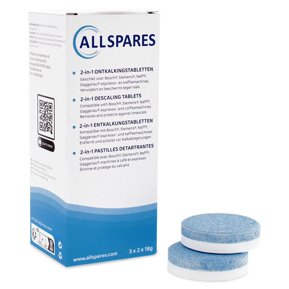 2-i-1 afkalkningstabletter egnet til Siemens EQ / 00311975 / TZ80002 (6 x 18 g)