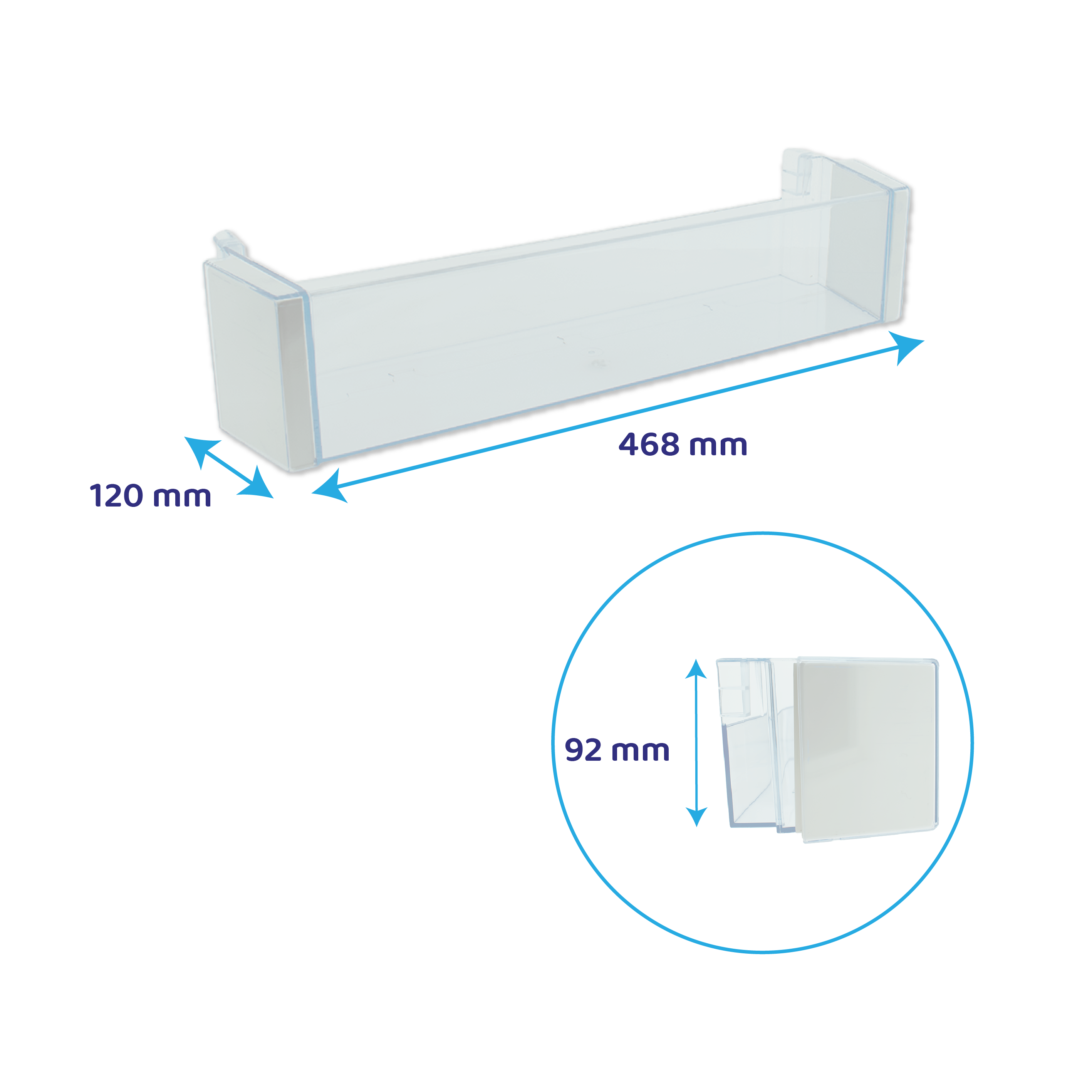 Køleskabsflaskehylde 468x120mm der passer til Bosch 00704760