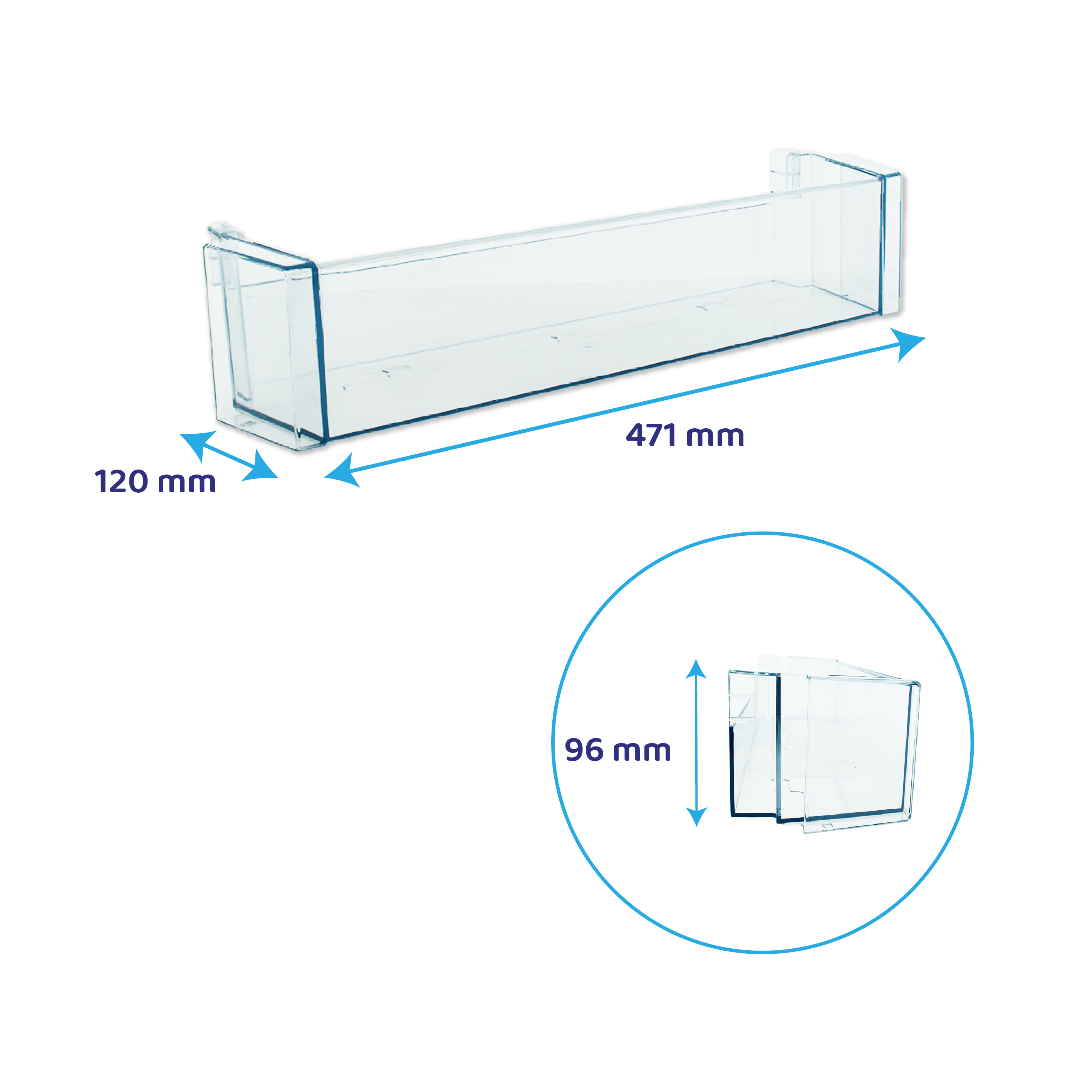 laskehylde til køleskab 471x120mm kompatibel med Bosch 00709646
