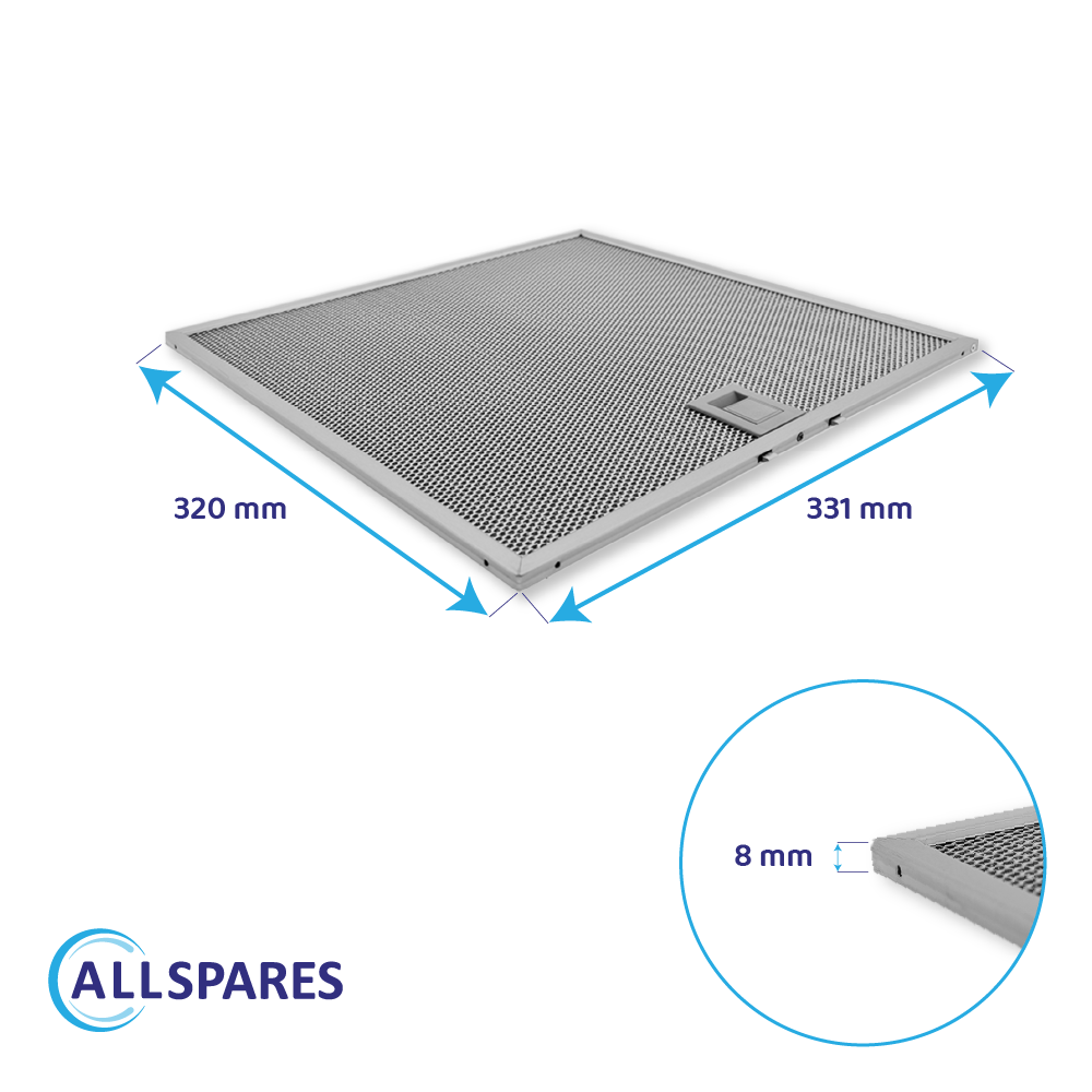 Metalfilter 320 x 330 mm egnet til Balay 362381 / 00362381