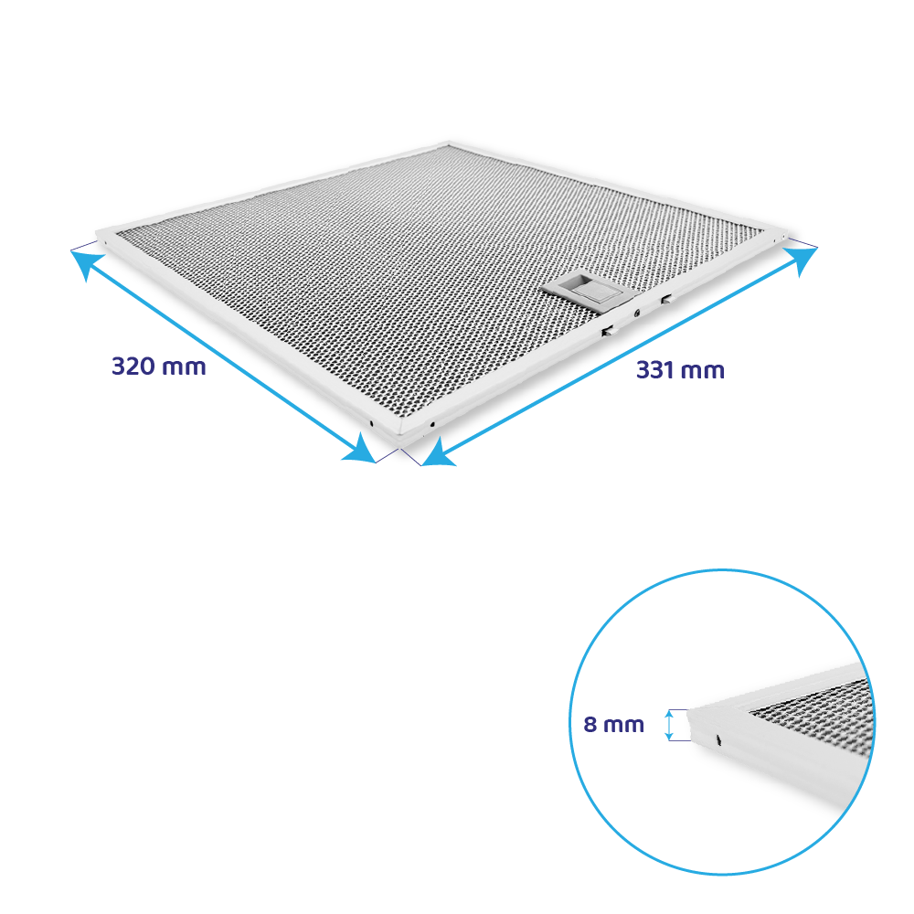 Metalfilter 320 x 330 mm egnet til Bosch 362381 / 00362381