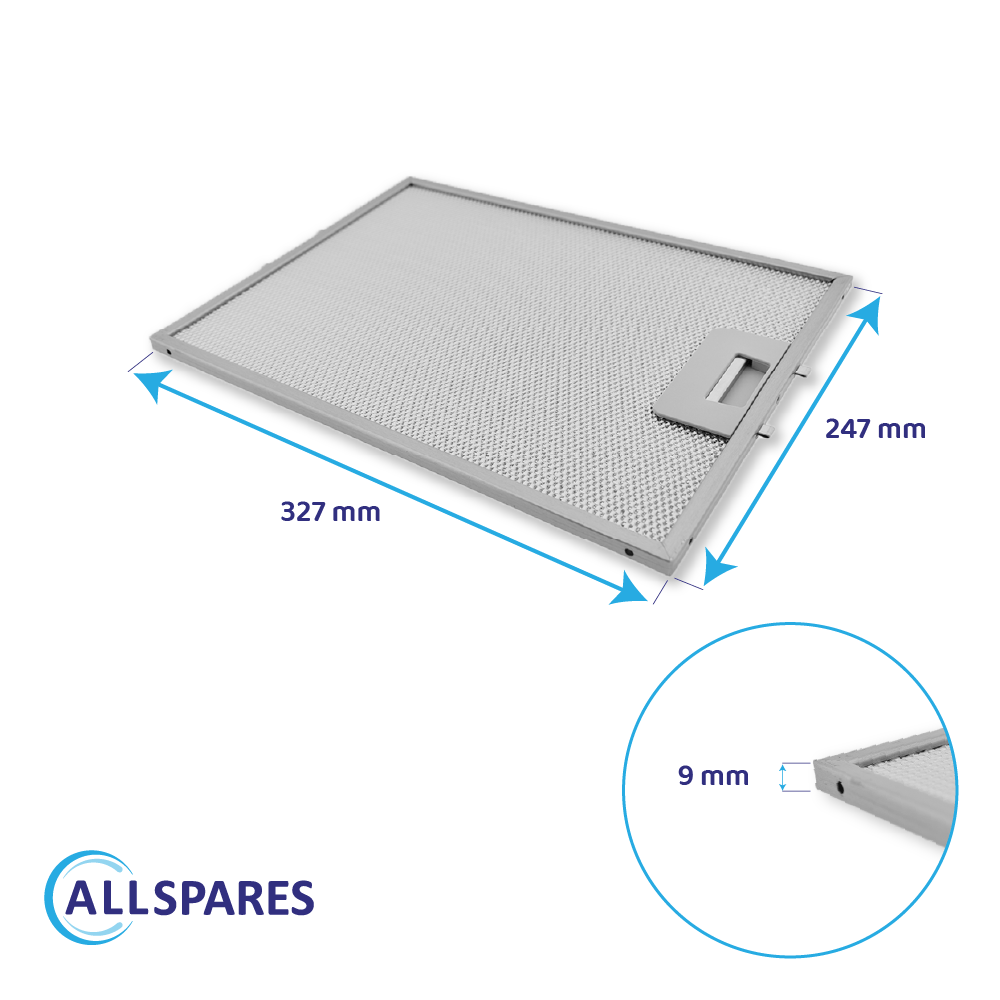 Metalfilter 327x247mm kompatibelt med Pando 580058200037