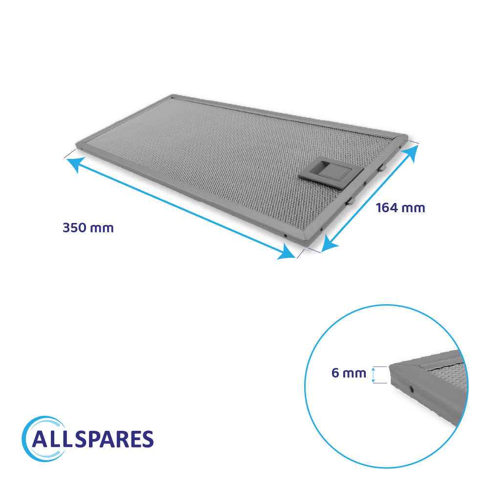 Metalfilter 350 x 164 mm egnet til Siemens 435204 / 00435204