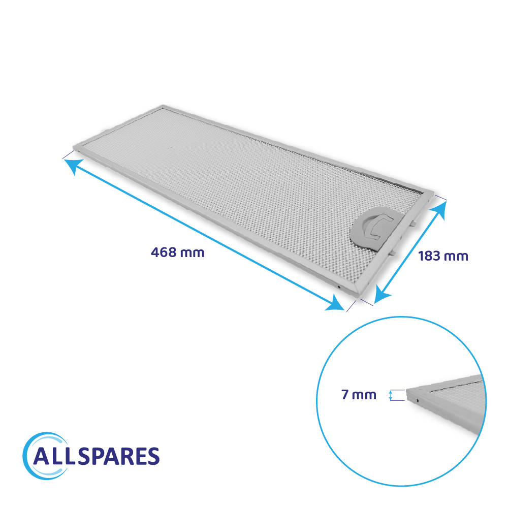 Metalfilter 468 x 183 x 7 mm egnet til Pelgrim 401468