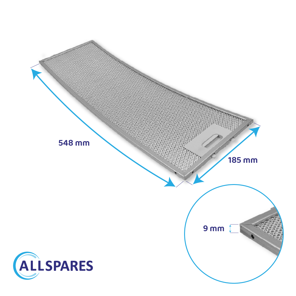 Metalfilter 548 x 185 mm egnet til Neff 357623 / 00357623