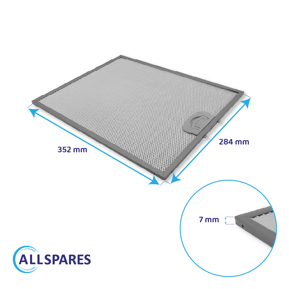 Metalfilter 352 x 284 mm egnet til Glem XHD57 / XHD760