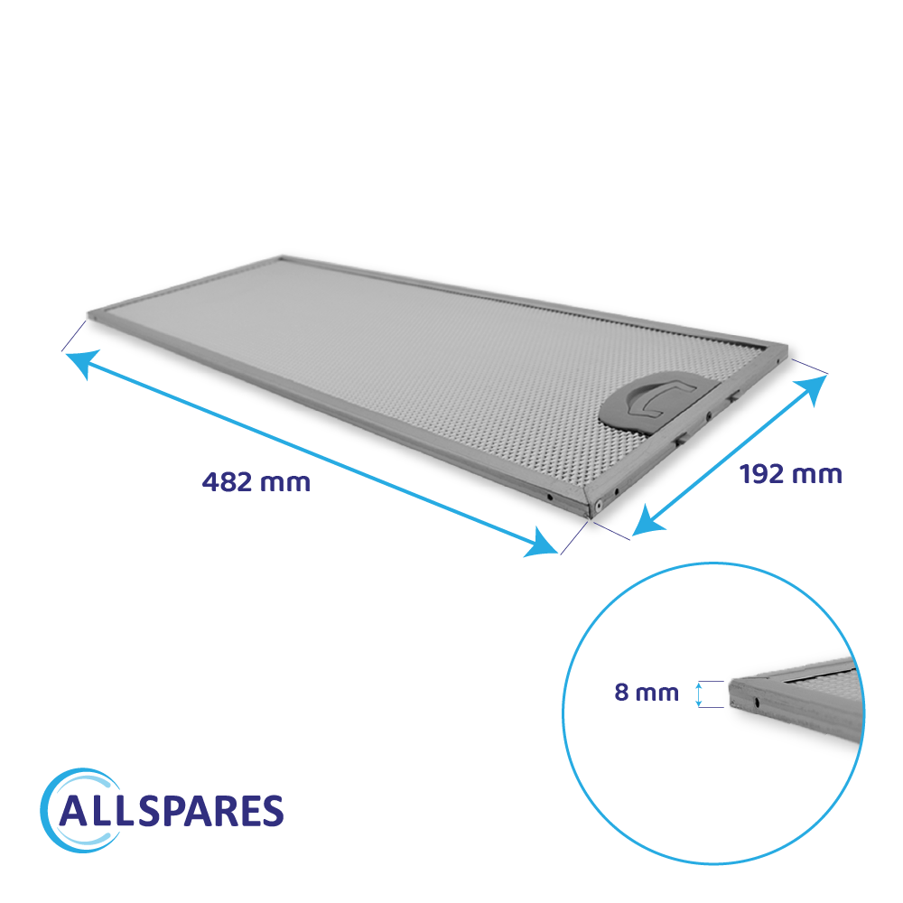 Metalfilter 482 x 192 mm egnet til Pitsos 11022474
