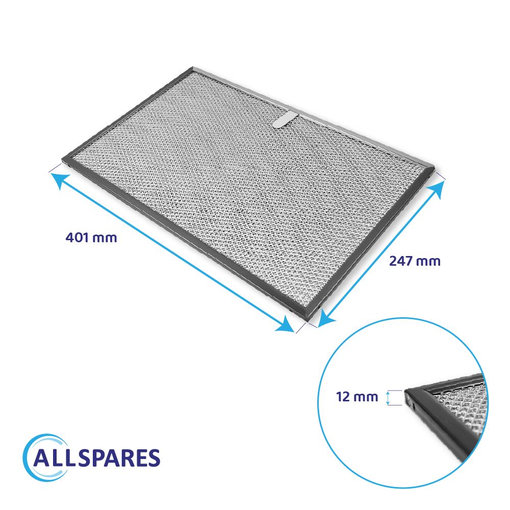 Metalfilter 401 x 247 mm egnet til Novy 563-8040