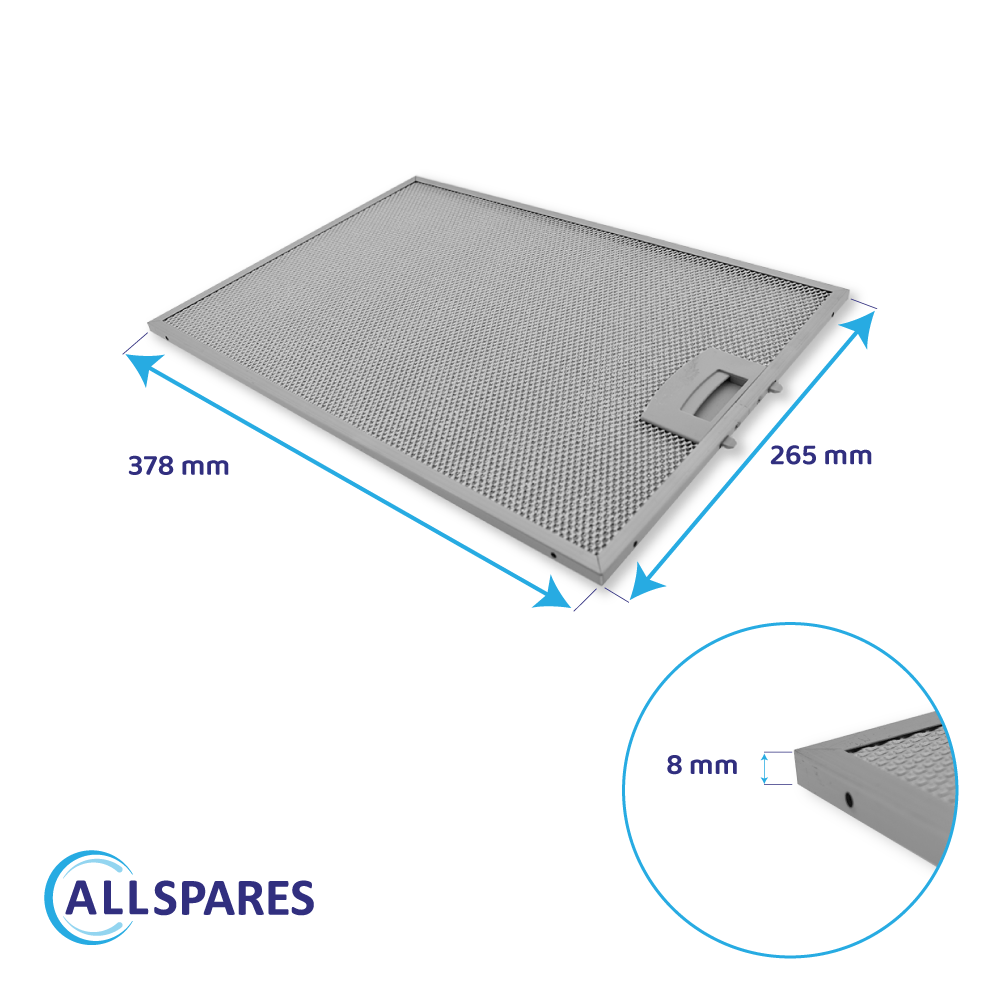 Metalfilter 378 x 265 mm egnet til Balay 11025757 / 11022929