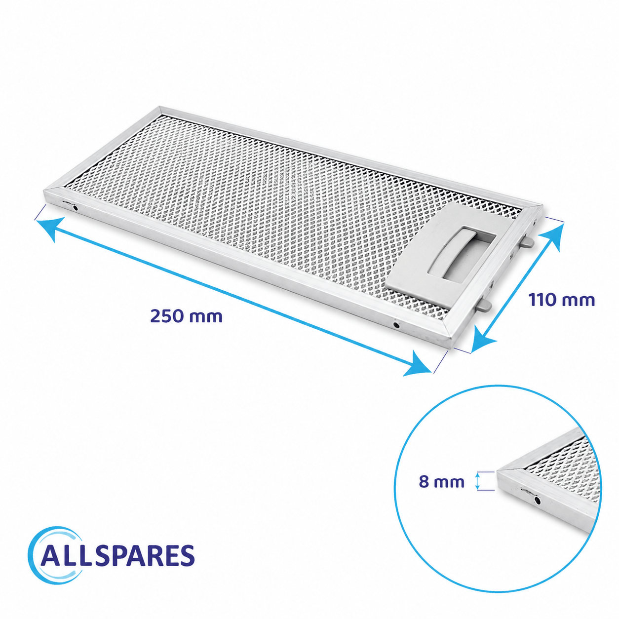 Metalfilter 250 x 110 mm egnet til Neff 11022470