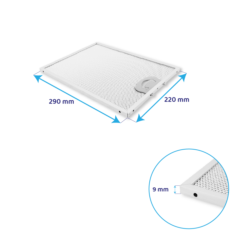 Metalfilter 290 x 220 mm egnet til Airone ACFMAA9X22X29MC000