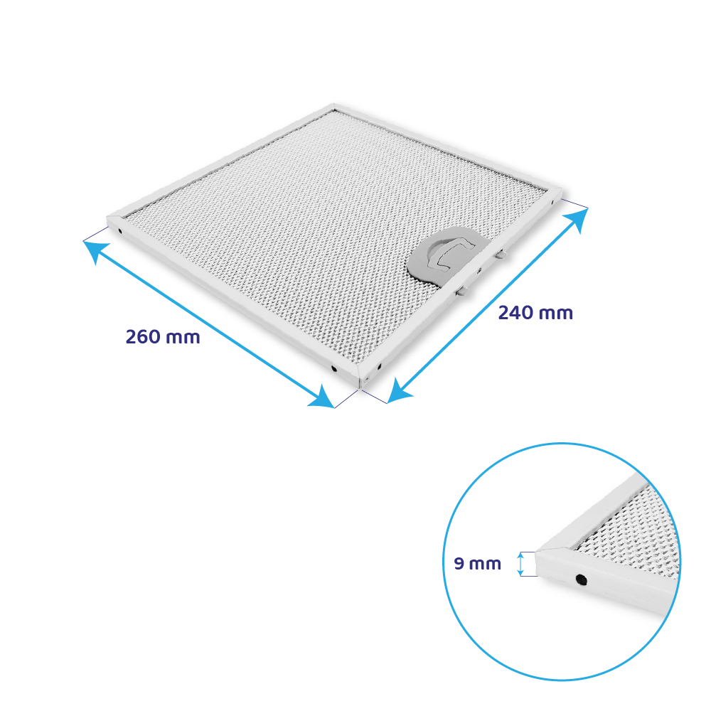 Metalfilter 261 x 240 mm egnet til Airone ACFMAA9X26X24MC000