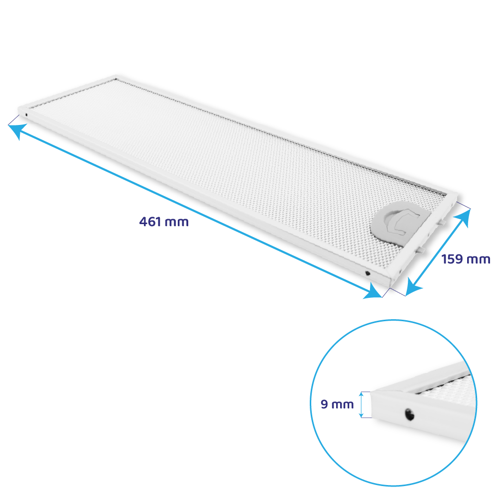 Metalfilter 461 x 159 mm egnet til Airone ACFMAA9X461X159000