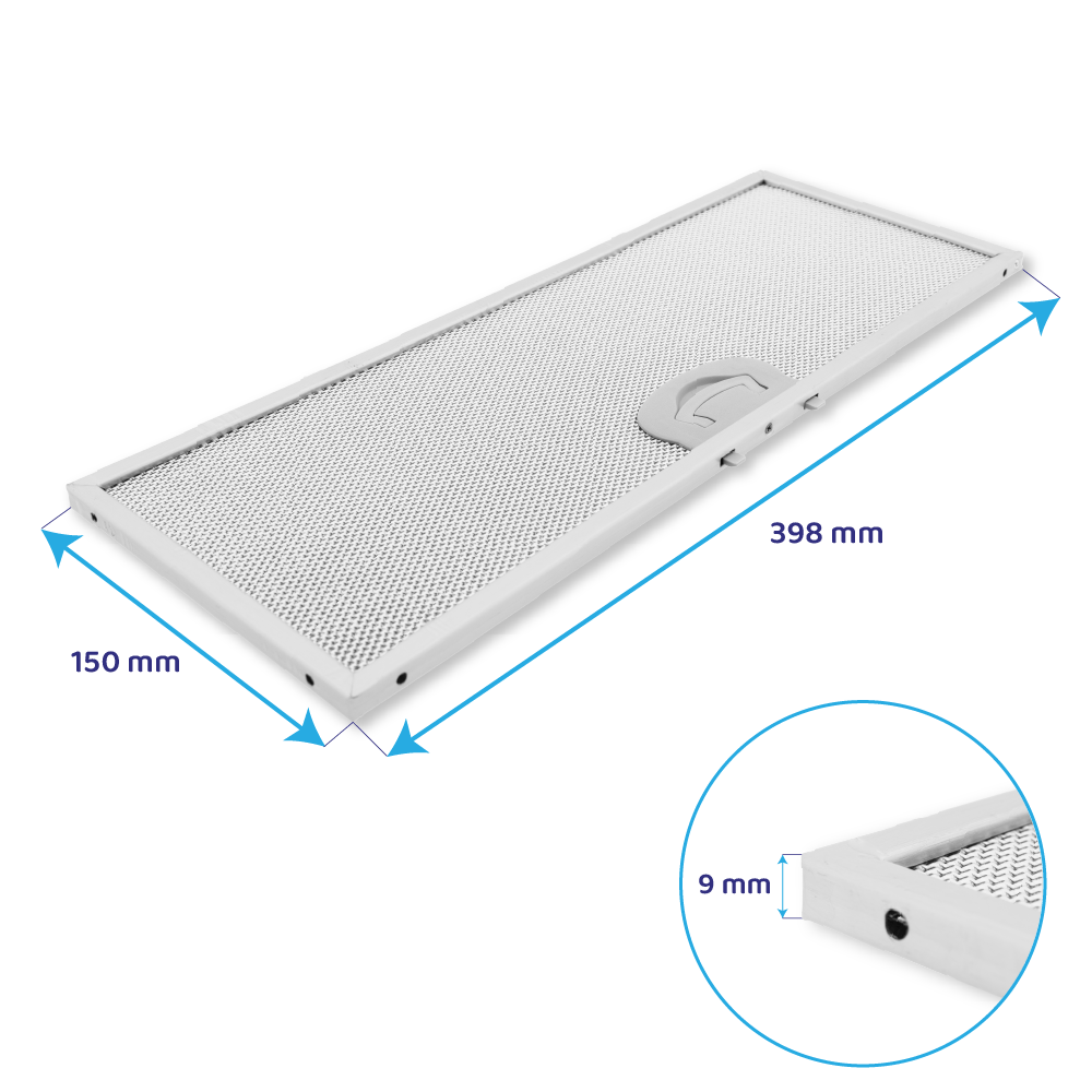 Metaalfilter 398 x 150 mm geschikt voor Airone ACFMAA9X150X398000