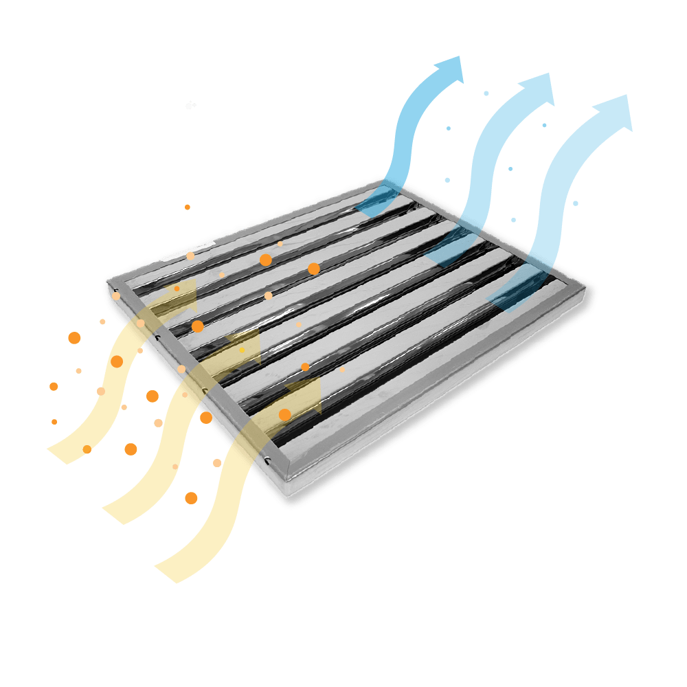 Lamelfilter 500 x 400 x 25 mm (type B) til storkøkken-emhætte
