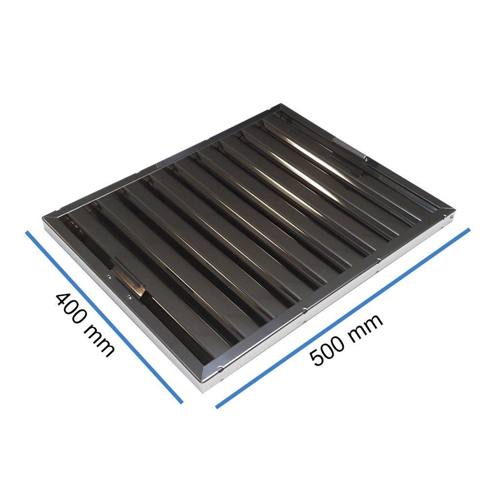 Lamelfilter sort 400 x 500 x 25 mm til storkøkken-emhætte