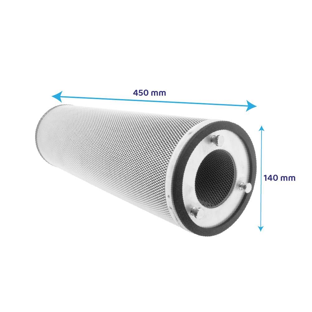 Aktivkulfilterpatron ⌀140x450 mm til lugtfilterkabinet til storkøkkener