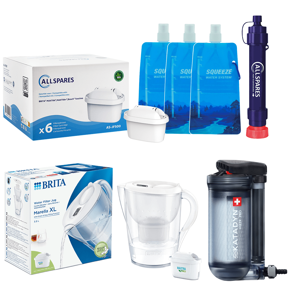 Vandfilter nødpakke Large - Preppakke med vandfiltre til nødsituationer BRITA / Katadyn / Allspares