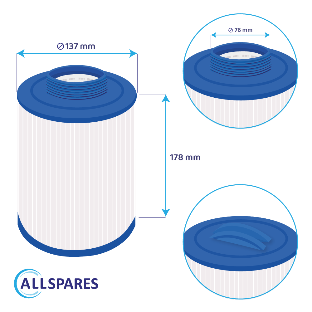 Spa-filter kompatibelt med LA Spa 51107 / SC745 / 5CH-203 / PLAS35 / 50201 