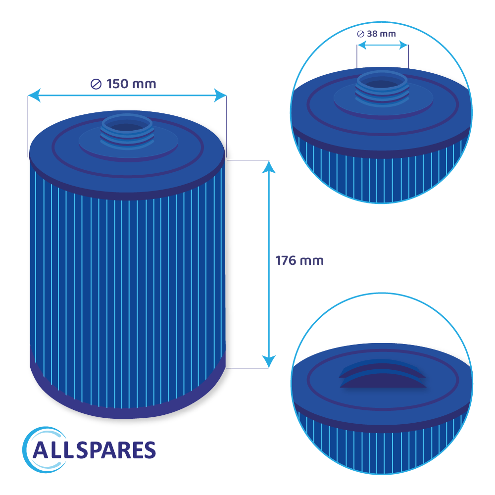 Spa vandfilter egnet til Wellis AKU0135 / PWL35P3-M / 60358 (antibakteriel)