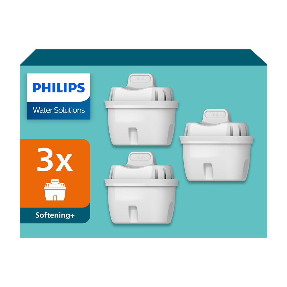 Philips Softening+ vandfilter 3-pak (filtrerer PFAS) kompatibel med BRITA Maxtra+