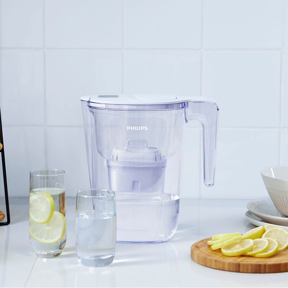 Philips vandfilterkande 2,6 L + 6 Micro X-Clean vandfilter (filtrerer PFAS) AWP2933WHT6