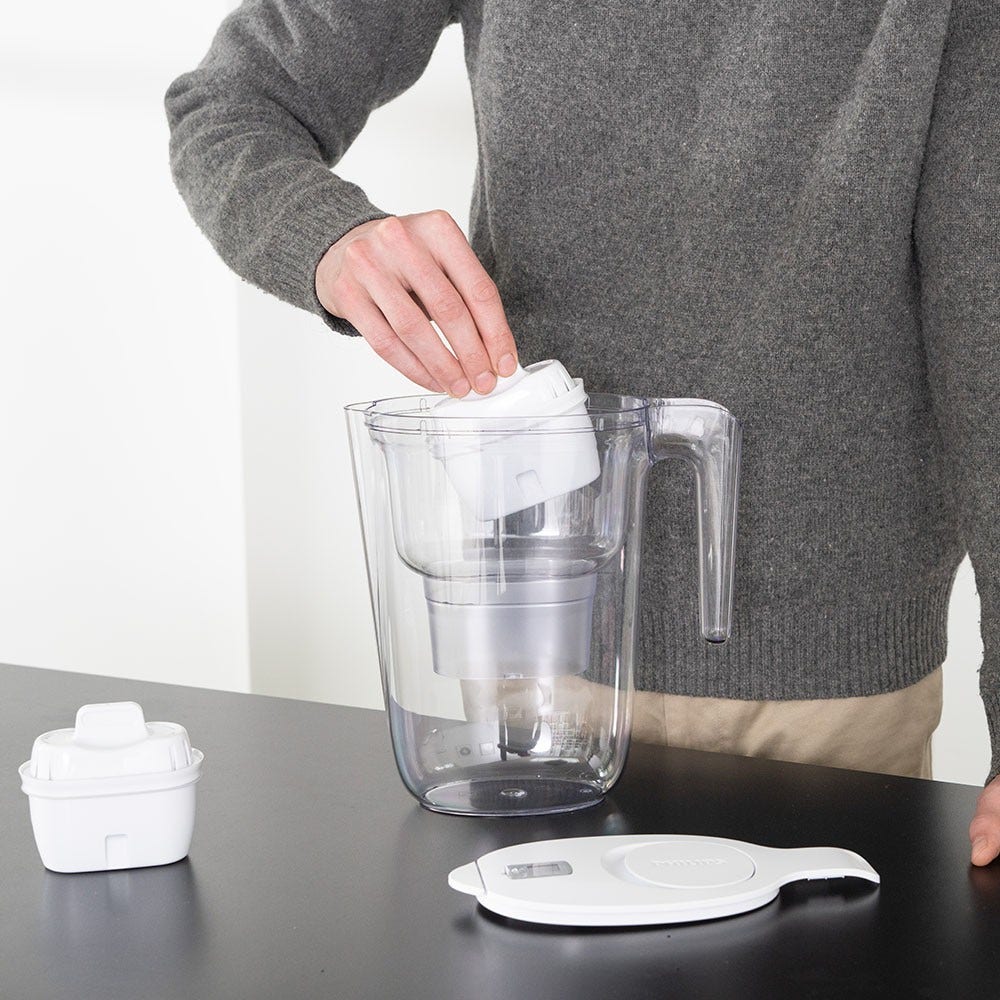 Philips vandfilterkande 3,4 L + 3 Micro X-Clean vandfilter (filtrerer PFAS) AWP2953WHT3
