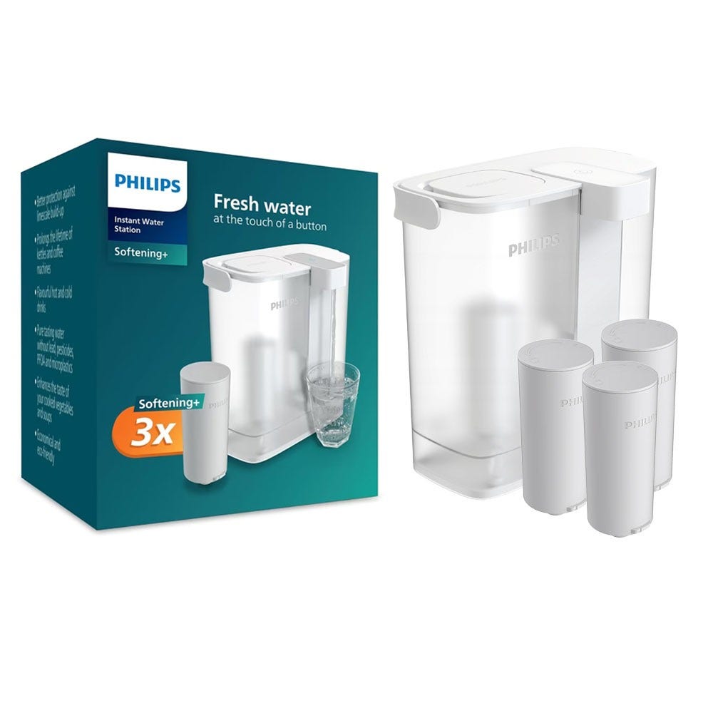 Philips Micro X-Clean Instant vandfilterkande + Softening + vandfiltre (3 stk.) AWP2980WHS3