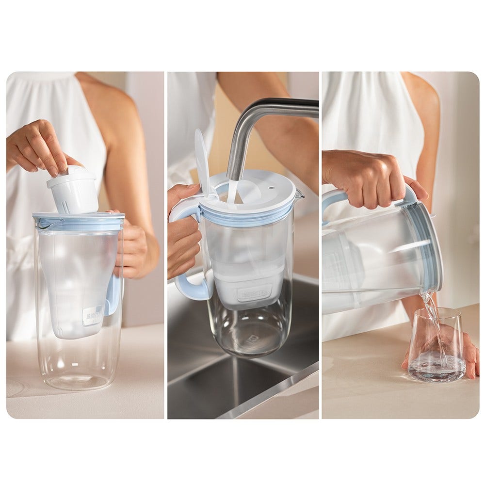 BRITA glaskande med vandfilter 2,5 L + 7 MAXTRA PRO vandfiltre (filtrerer PFAS)