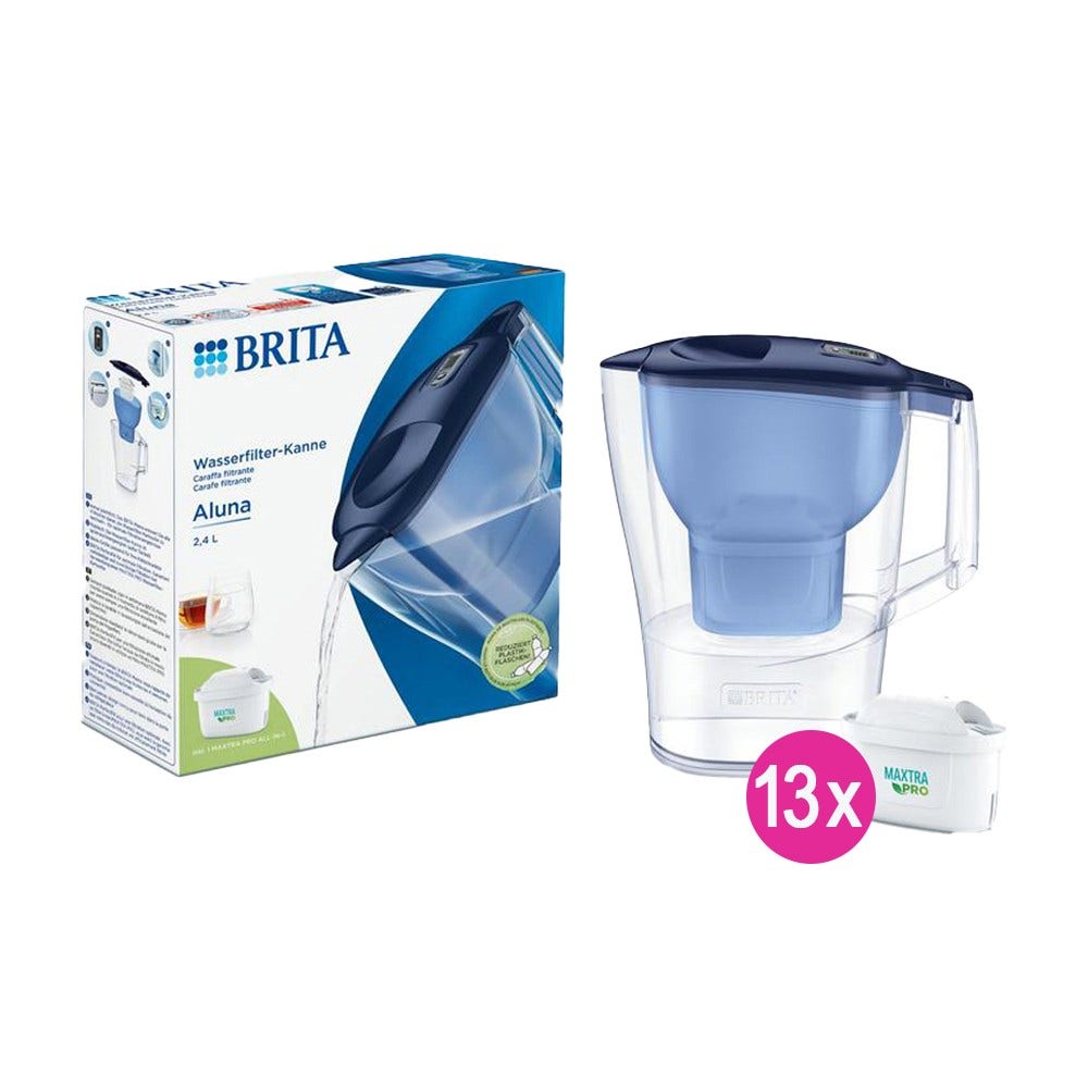 BRITA Glaskande med vandfilter Aluna Blå 2,4 L + 13 MAXTRA PRO Vandfiltre (filtrerer PFAS)