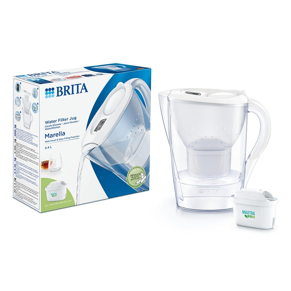 BRITA Marella glaskande med vandfilter 2,4 L + MAXTRA PRO vandfilter 1051118 (filtrerer PFAS)