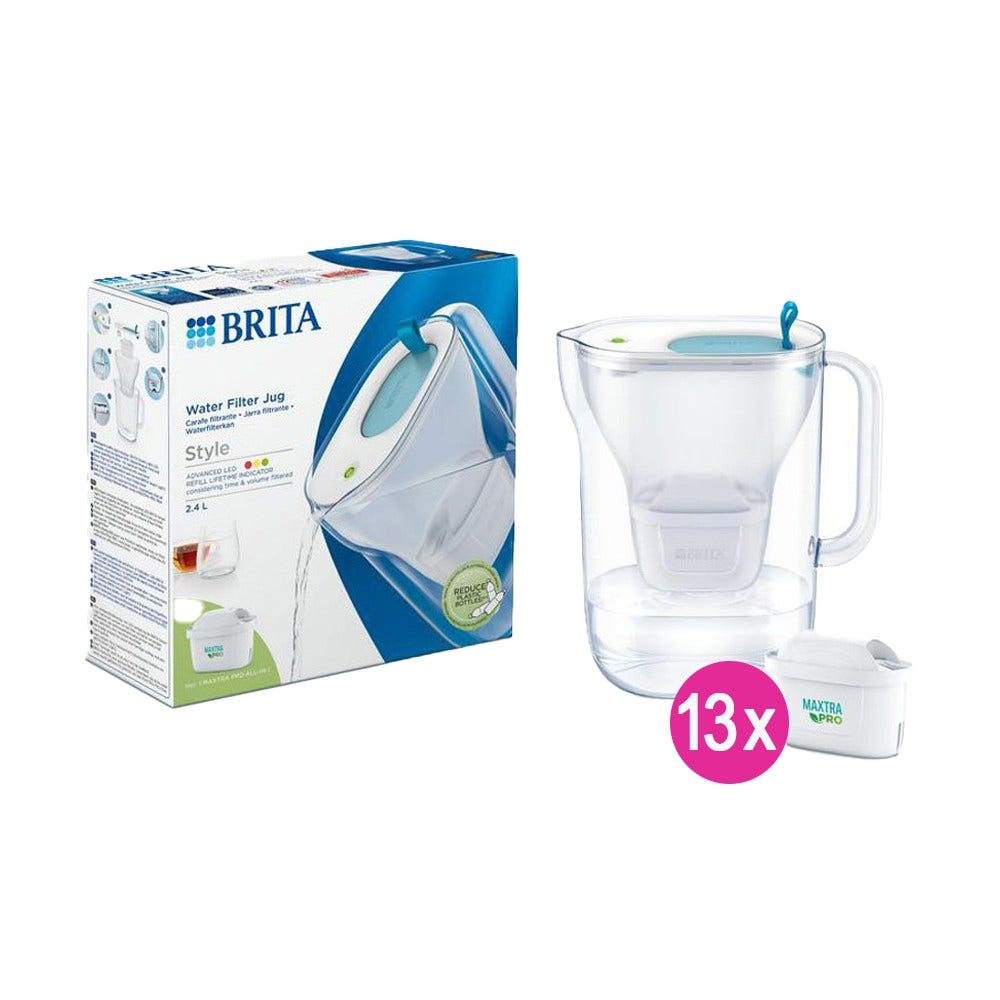BRITA Style vandfilterkande 2,4 L + 13 MAXTRA PRO vandfiltre (filtrerer PFAS)