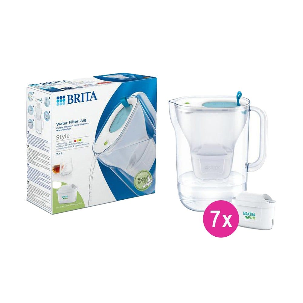 BRITA Style vandfilterkande 2,4 L + 7 MAXTRA PRO vandfiltre (filtrerer PFAS)